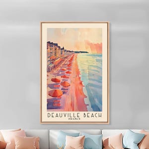 Deauville Beach, France Watercolor Print, Vacation Gift, France Wall Art, Beach Painting, Beach Decor, Beach Or Lakehouse Art