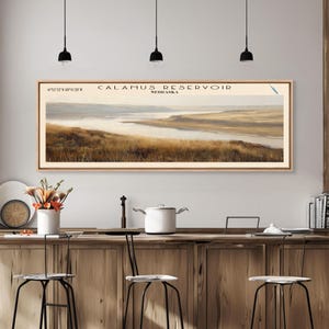 Calamus Reservoir Nebraska Framed Canvas Print: Rustic Lake House Wall Art