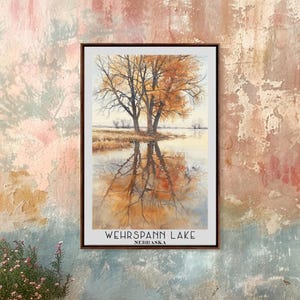 Wehrspann Lake Nebraska Canvas Print: Watercolor Landscape Art