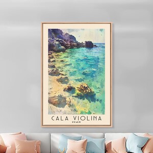 Cala Violina Italy Watercolor Print: Coastal Beach Art