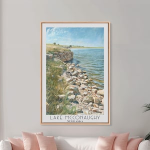 Lake McConaughy Nebraska Canvas Print: Vintage Style Travel Poster