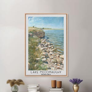 Lake McConaughy Nebraska Canvas Print: Retro Lake House Wall Art