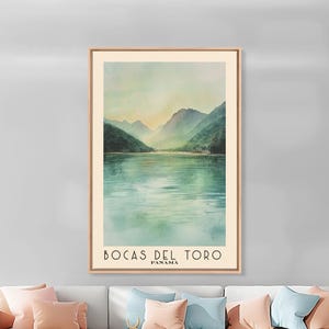 Bocas del Toro, Panama Watercolor Beach Print, Vacation Gift, Wall Art, Framed Canvas Print, Framed Beach Painting