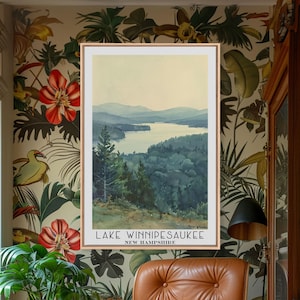 Lake Winnipesaukee New Hampshire Canvas Print: Watercolor Landscape Art