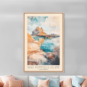 Barú Peninsula, Colombia Watercolor Beach Print: Coastal Wall Art