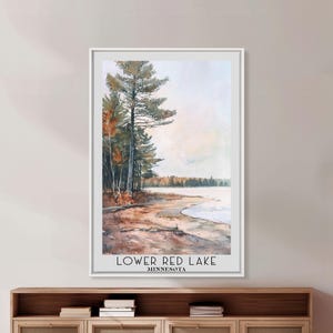 Lower Red Lake Minnesota Canvas Print: Landscape Painting, Lake House Decor