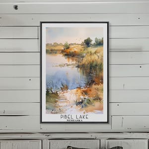 Pibel Lake Nebraska Canvas Print: Serene Landscape Painting, Lake House Art