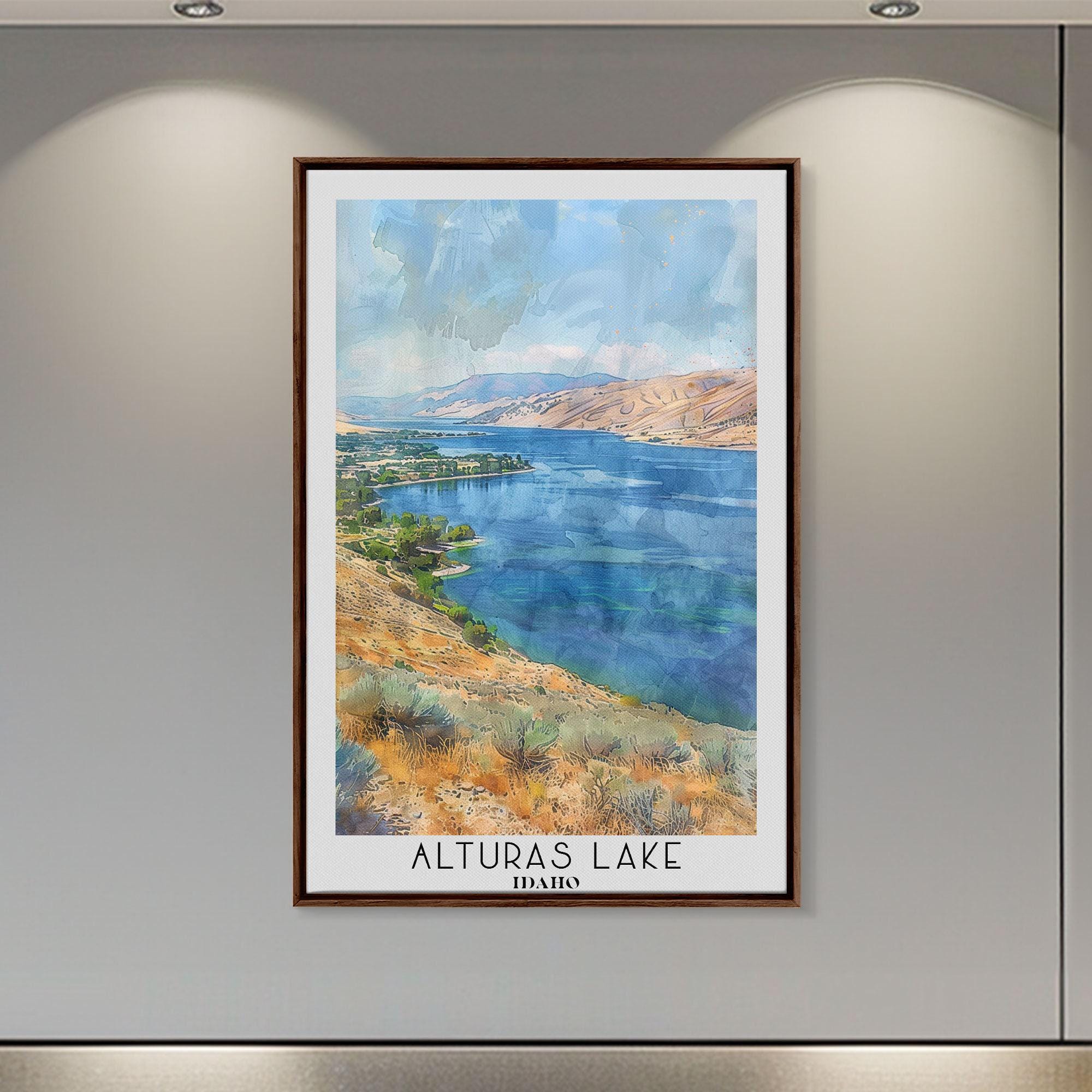 Alturas Lake Idaho Framed Canvas Print: Watercolor Landscape Art - Etsy