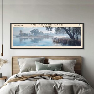 Wehrspann Lake Nebraska Panoramic Canvas Print: Lake House Decor