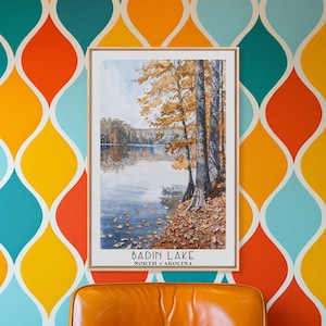 Badin Lake North Carolina Canvas Print: Watercolor Landscape Art