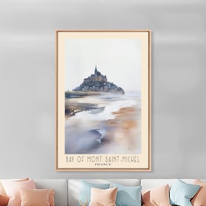 Mont Saint-Michel Watercolor Print: France Beach Painting