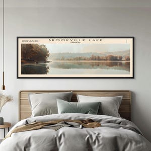 Brookville Lake Indiana Framed Canvas Print: Rustic Lake House Decor