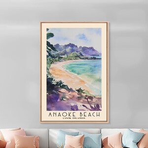 Anaoke Beach Watercolor Print: Cook Islands Coastal Wall Art