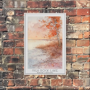 High Rock Lake, North Carolina Framed Canvas Watercolor Art Print