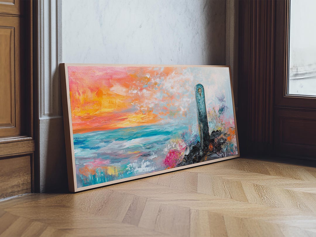 Sunset Ocean Framed Canvas Print: Abstract Coastal Seascape Wall Art - Etsy