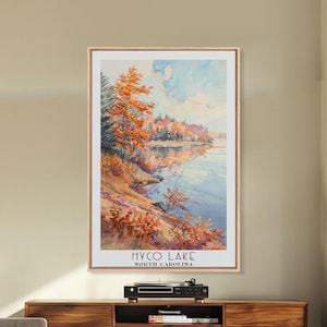 Hyco Lake North Carolina Canvas Print: Watercolor Lake House Art