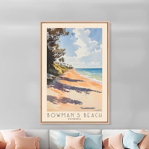 Bowman&#39;s Beach Florida Watercolor Art Print: Coastal Wall Decor