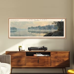 Carlyle Lake Illinois Framed Canvas Print: Rustic Lake House Decor