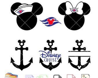 Mickey & Minnie Sailor Bundle Svg, Mickey Cruise Svg, Family Cruise Svg, Kawaii Svg, Cricut, Silhouette Vector Cut File