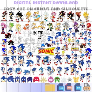 115 Pcs Hedgehog Sonic And Friends Svg Bundle, Hedgehog Shadow Svg, Sonic Characters Png, Cut Files For Cricut Silhouette