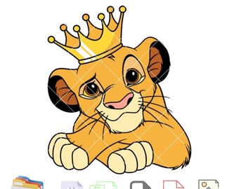 Simba Crown Svg, Lion King Svg, Hakuna Matata Svg, Kawaii Svg, Cricut, Silhouette Vector Cut File