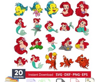 Layered Ariel Little Mermaid Svg Bundle, Instant Download, Bundle For Cricut, Silhouette Vector SVG PNG DXF Cut File