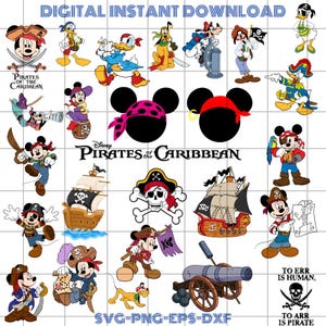 Mickey pirate SVG Bundle, Pirate svg, pirate mickey svg, cruise svg files, Kawaii Friends Svg, Characters Svg, Cricut,