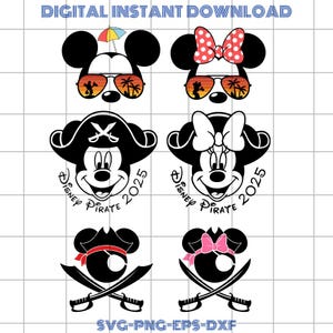 Mickey pirate SVG Bundle, Pirate svg, pirate mickey svg, cruise svg files, Kawaii Friends Svg, Characters Svg, Cricut,