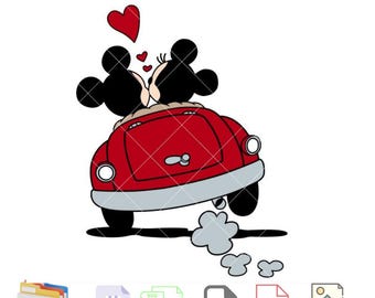 Liefde Mickey Minnie auto Svg, Valentijnsdag Svg, kawaii Svg, liefde Svg, Cricut, silhouet Vector gesneden bestand