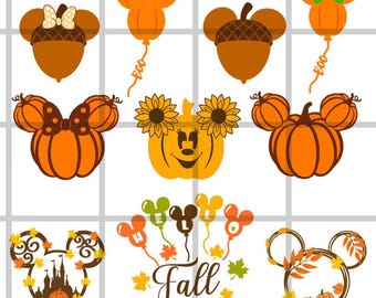 Happy Fall Bundle, Mickey SVG Digital File, Mickey Head Pumpkin Svg