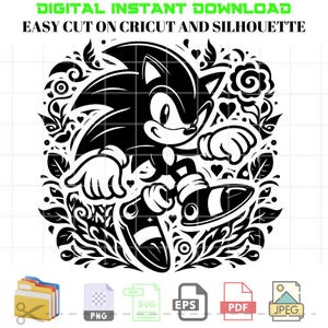 Sonic stripfiguur SVG, Sonic Face Svg, Sonic Head Svg, gelaagde Svg, Cricut, silhouet Vector gesneden bestand