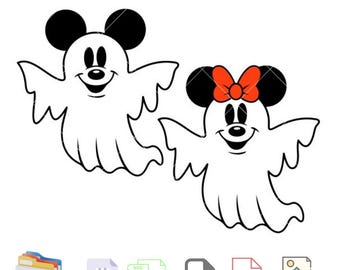 Mickey & Minnie Ghosts Bundle Svg , Trick or Treat Svg, Halloween Svg, Kawaii Svg, Cricut, Silhouette Vector Cut File