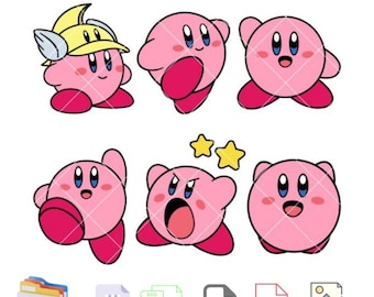 Kirby Bundle Svg, Kirby Little Star Svg, Kirby Face Svg, Games Svg, Cricut, Silhouette Vector Cut File