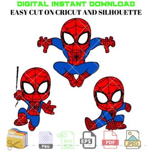 Baby Spiderman Bundle Svg, Cute Spiderman Svg, Spiderman Face Svg, Superhero Svg, Cricut, Silhouette Vector Cut File