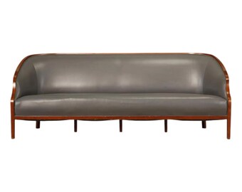 Ward Bennett for Brickel Associates Leather and Wood Sofa, C 1970s, Signed