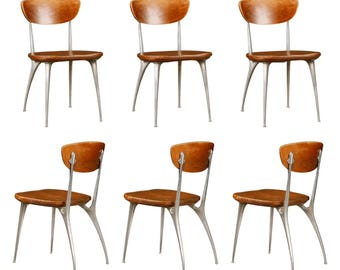 Set of Six Shelby Williams 'Gazelle' Sculptural Aluminum Side Chairs, 1960s