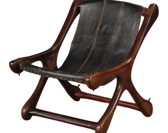 Rosewood and Leather 'Sloucher' Lounge Chair by Don Shoemaker, 1960s, Signed
