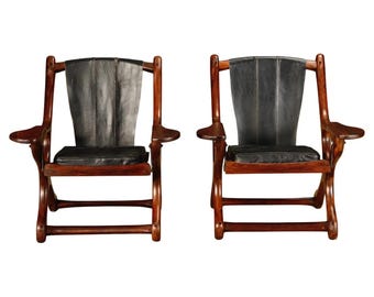 Rosewood and Leather 'Swinger' Chairs by Don Shoemaker for Senal, 1960s, Signed
