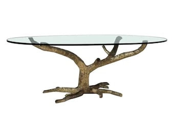 Jacques Duval-Brasseur Gilt Bronze Tree Form Dining Table, France, 1970s, Signed