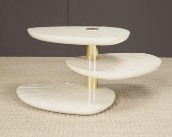 French Modern Three-Tier Rotating Coffee Table, 1970s