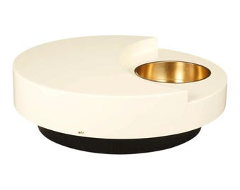 Signed Willy Rizzo 'TRG' Rotating Cocktail Table in Lacquer & Brass, 1980s Italy