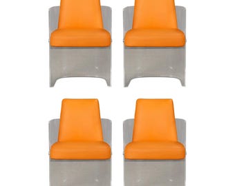 Vladimir Kagan Set of Four Lucite and Leather Dining Chairs, c 1980, Signed