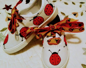 Lady Bug hand painted shoes