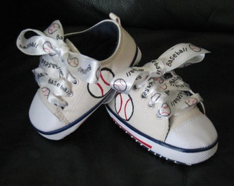 Adorable custom hand painted infant baseball shoes