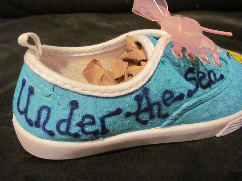 Little Mermaid, Ariel and Flounder hand painted shoes image 4