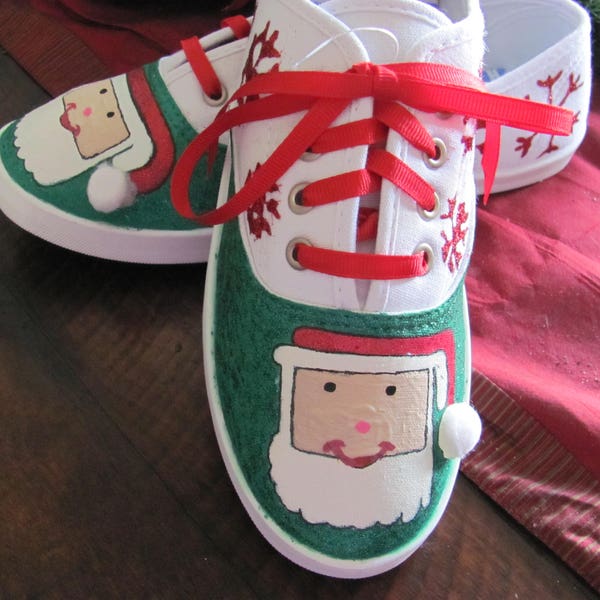 Holiday custom hand painted Santa shoes