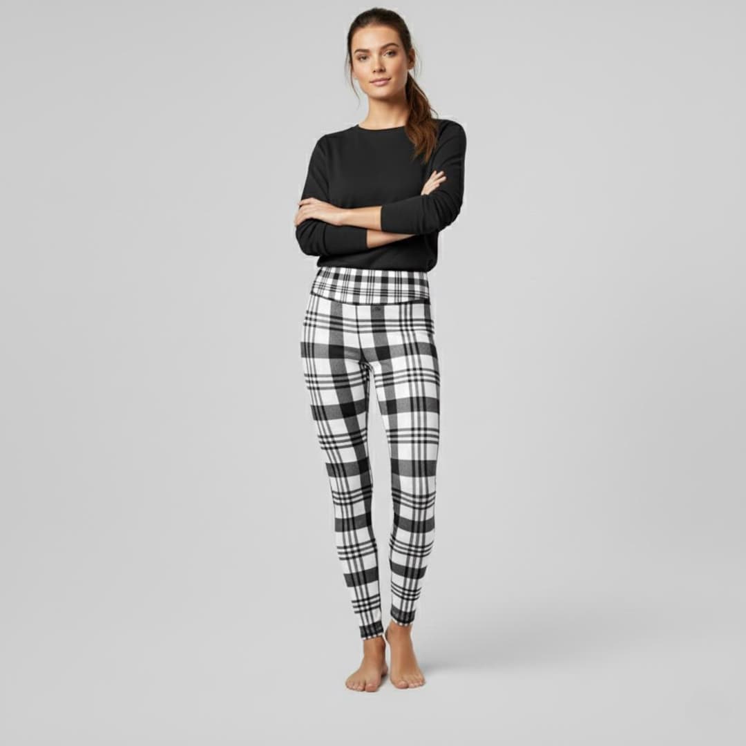 Bblb BBLB Everyday Women's Leggings Black and White Plaid - Etsy