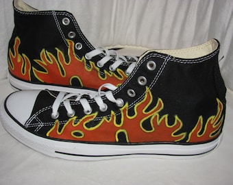 BIG KIDS Converse Chuck Taylor All Star Canvas High Top hand painted Flame shoes