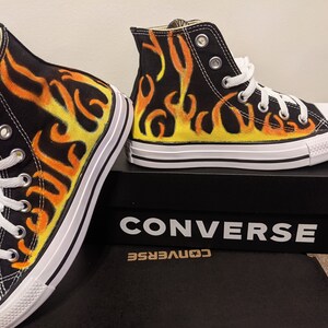 ADULT Converse Chuck Taylor All Star Canvas High Top Hand Painted Flame ...