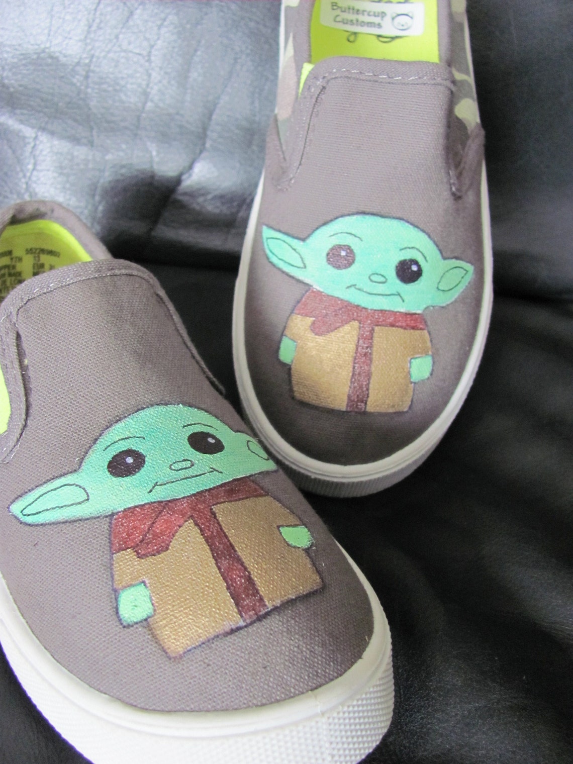 VANS Baby Yoda Grogu Custom Painted Shoes Baby / Toddler Sizes Etsy